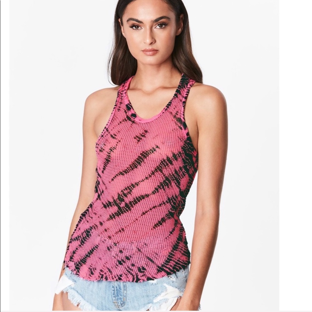 LF Stores ALLIGATOR TIE DYE NETTING tank top